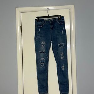 Patched ripped skinny jeans